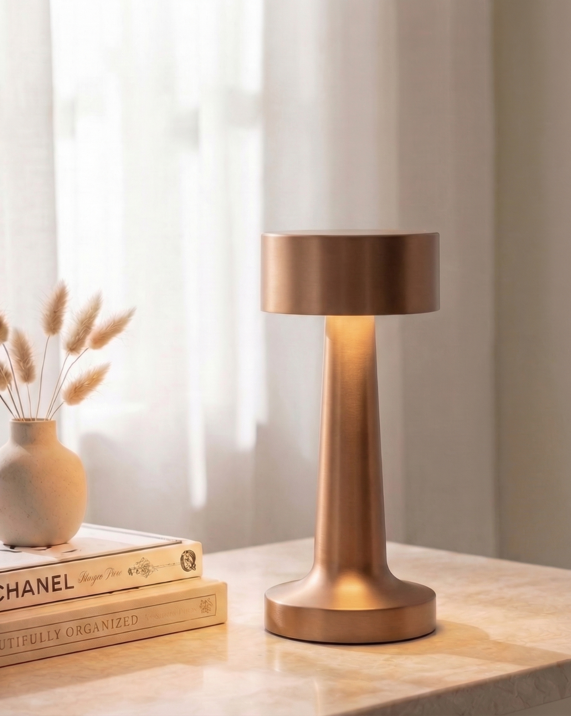 Moderne Draadloze Tafellamp – Oplaadbare LED – Metalen Afwerking | - Maison Roze