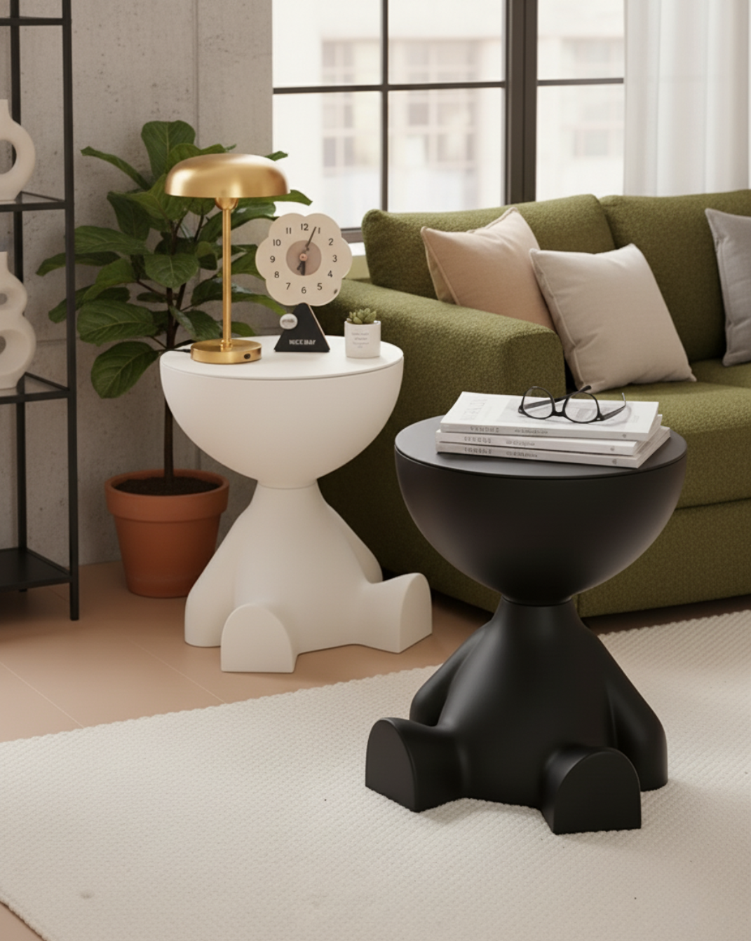 Cove Sculptural Kunststof Bijzettafel Met Opbergruimte, 45 Cm | - Maison Roze