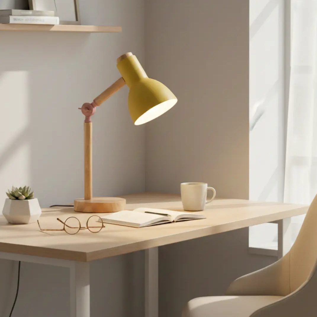 45cm Nordic Tafellamp – Scandinavisch Minimalistische Houten en Metalen Bureaulamp