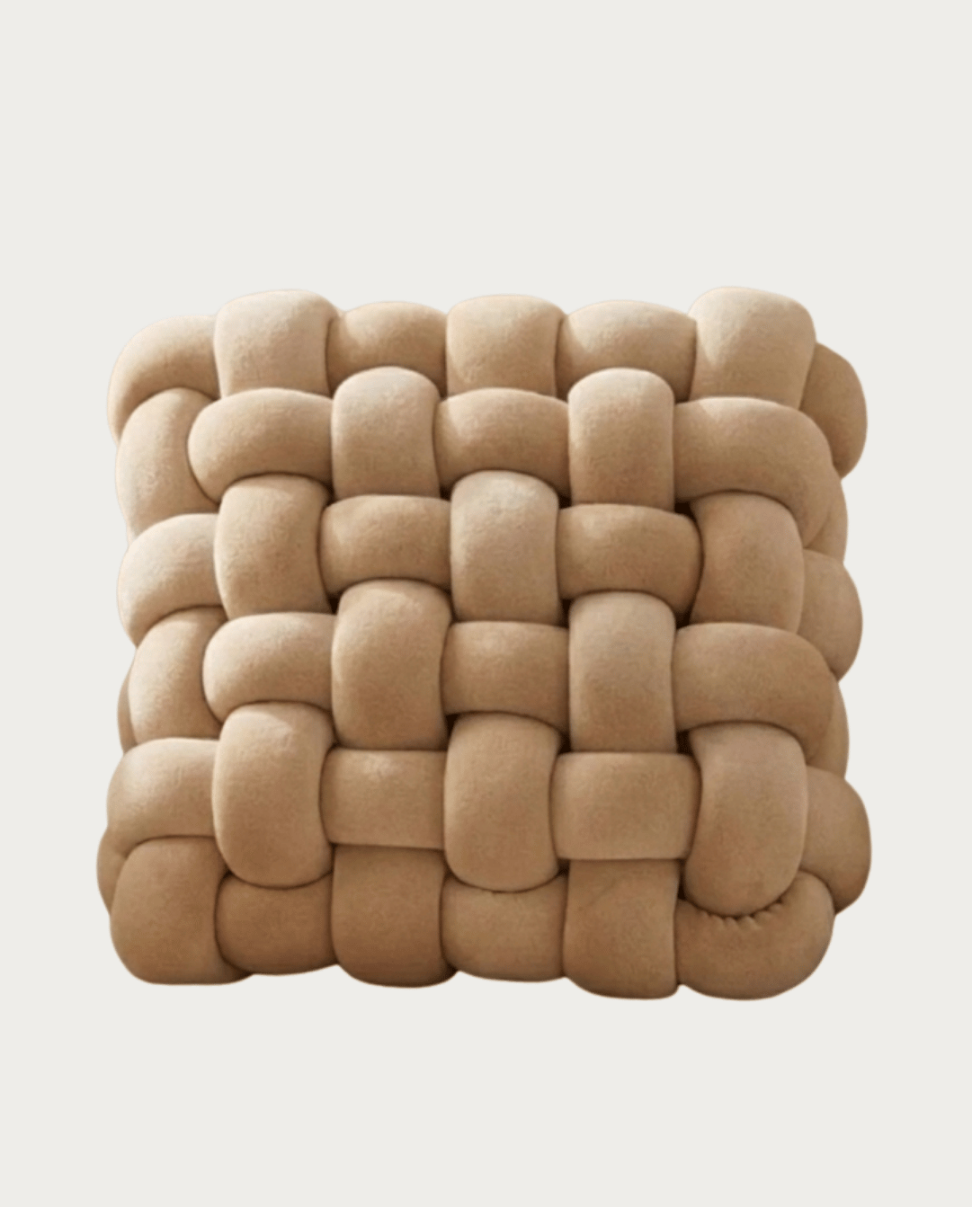 Knoopkussen Zacht Geometrisch Design Sierkussen Pluche, 30 x 30 cm | Koffie - Maison Roze