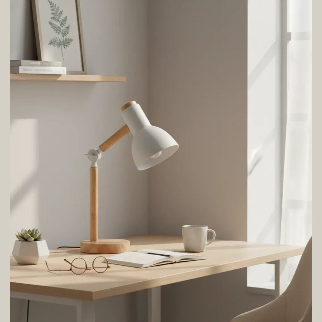 45cm Nordic Tafellamp – Scandinavisch Minimalistische Houten en Metalen Bureaulamp