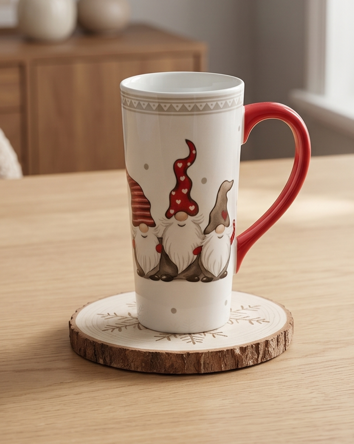 Noel kerstmok van wit keramiek met kerstmanmotief | - Maison Roze