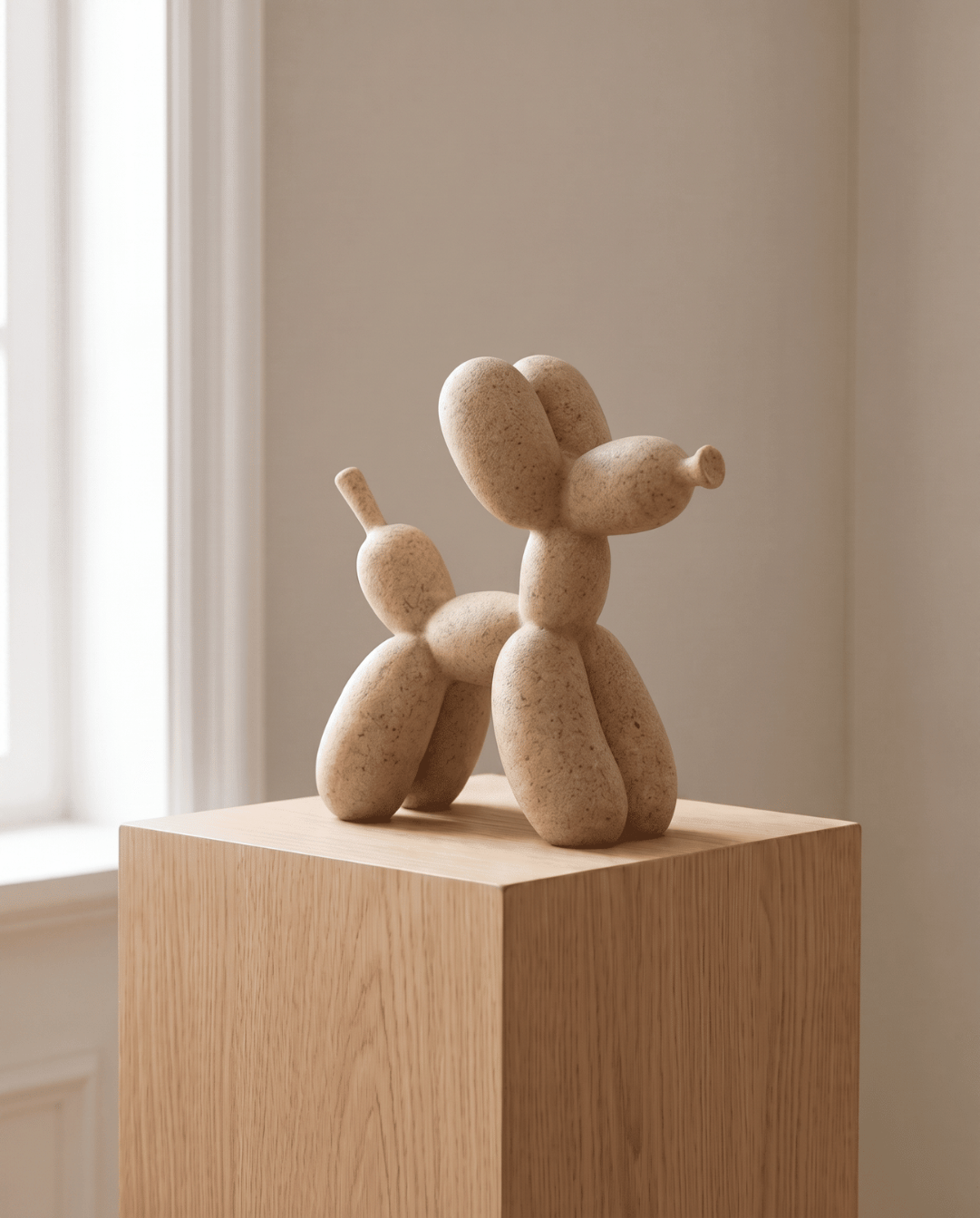 Ballon Hond Beeldje Beige | Moderne Decoratie van Steenlook, 10 cm | Beige - Maison Roze