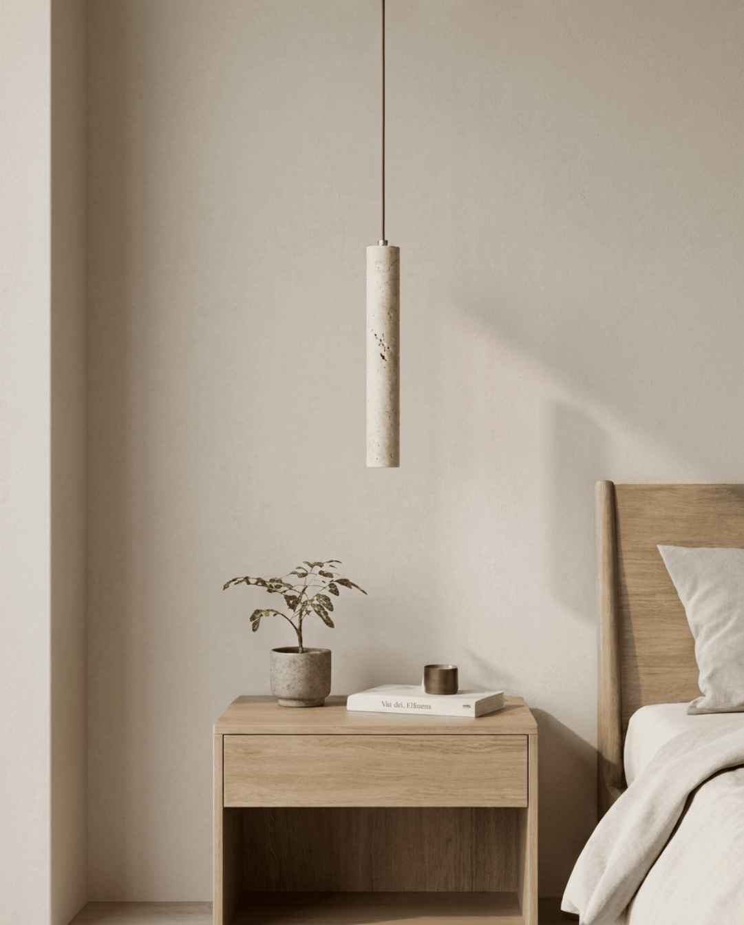 Cove Travertin Hanglamp | Wabi-Sabi Cilinder Design | - Maison Roze