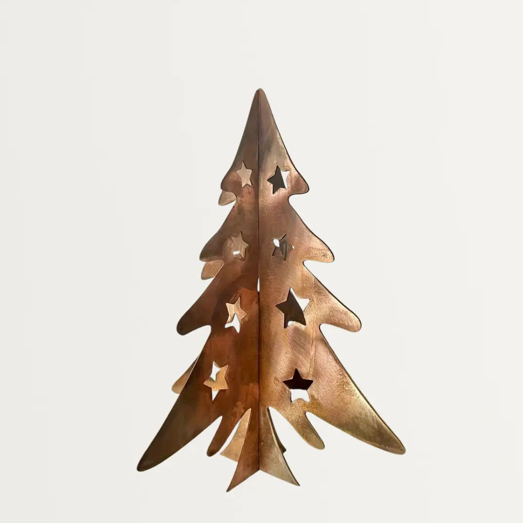 Metalen Kerstboomdecoratie – Bronzen Ijzer Met Steruitsnede – Minimalistische tafeldecoratie