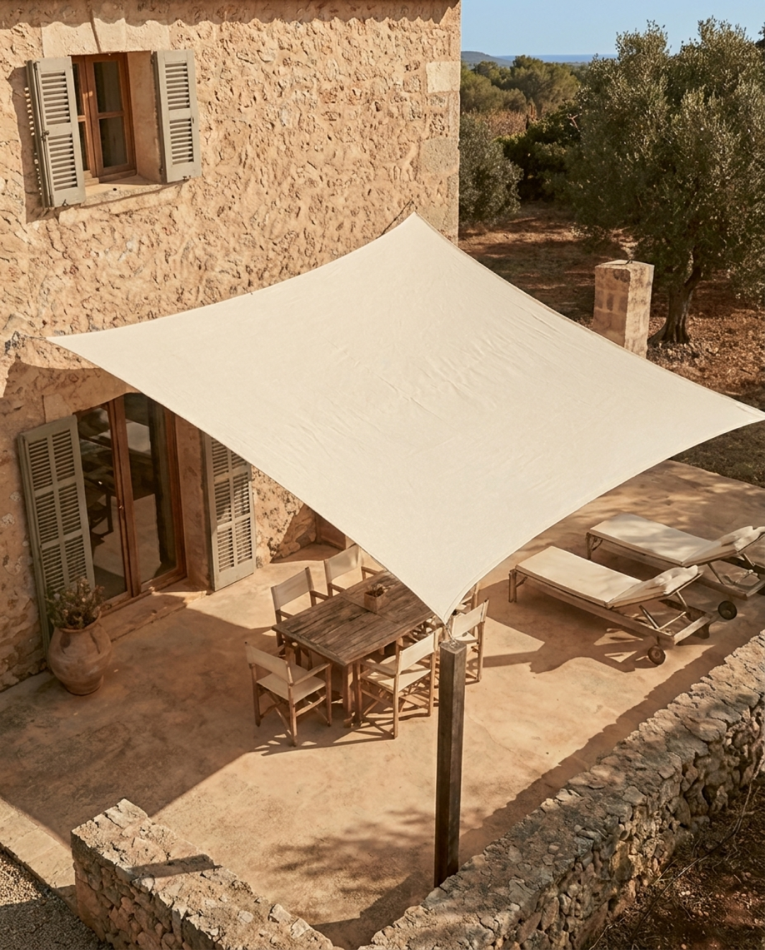Schaduwdoek In Grijs En Beige, Waterafstotend, Vierkant en Driehoek | Beige - Maison Roze