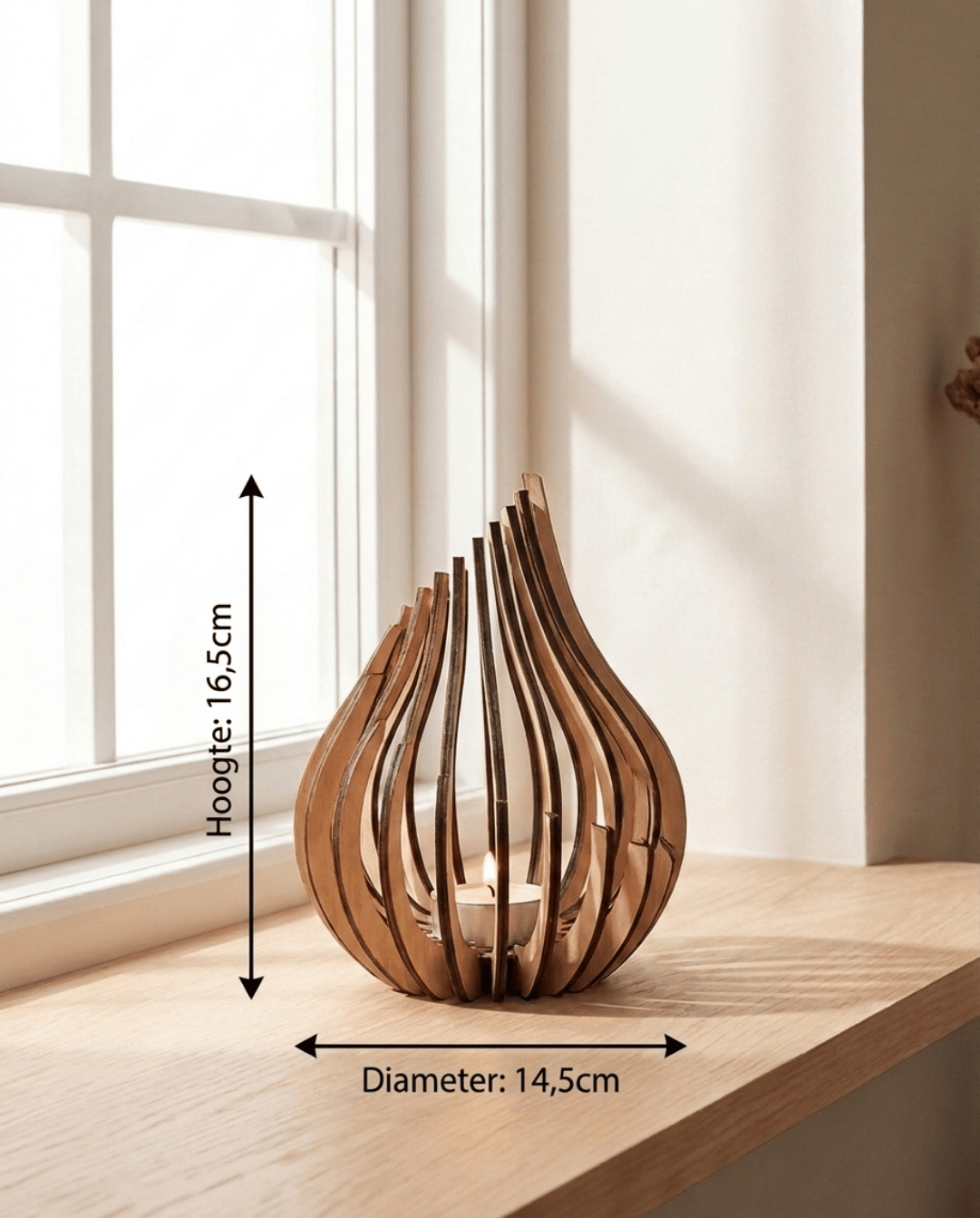 Ember Theelichthouder Van Natuurlijk Hout | Klein - Maison Roze