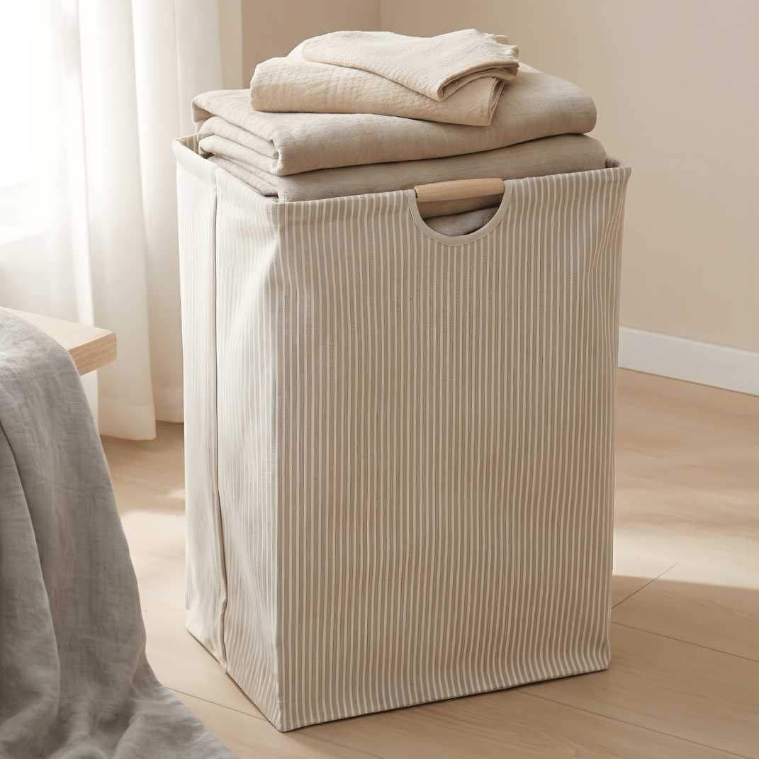 XL Wasmand Met Handvatten – Vrijstaande Stoffen Opbergtas Voor Badkamer en Slaapkamer Maison Roze