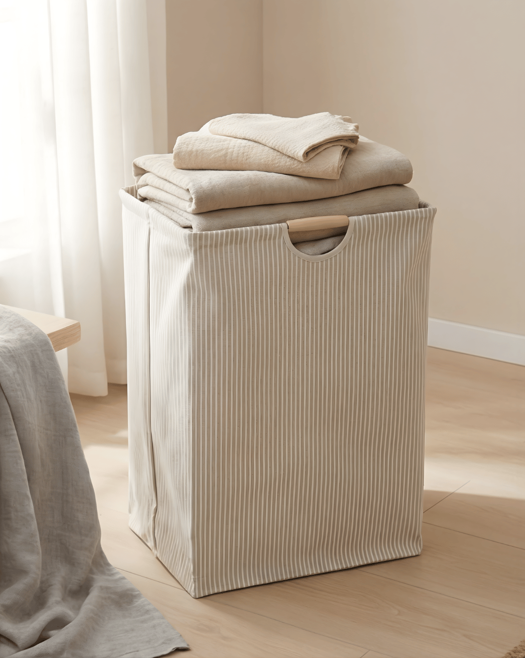 XL Wasmand Met Handvatten – Vrijstaande Stoffen Opbergtas Voor Badkamer en Slaapkamer | - Maison Roze