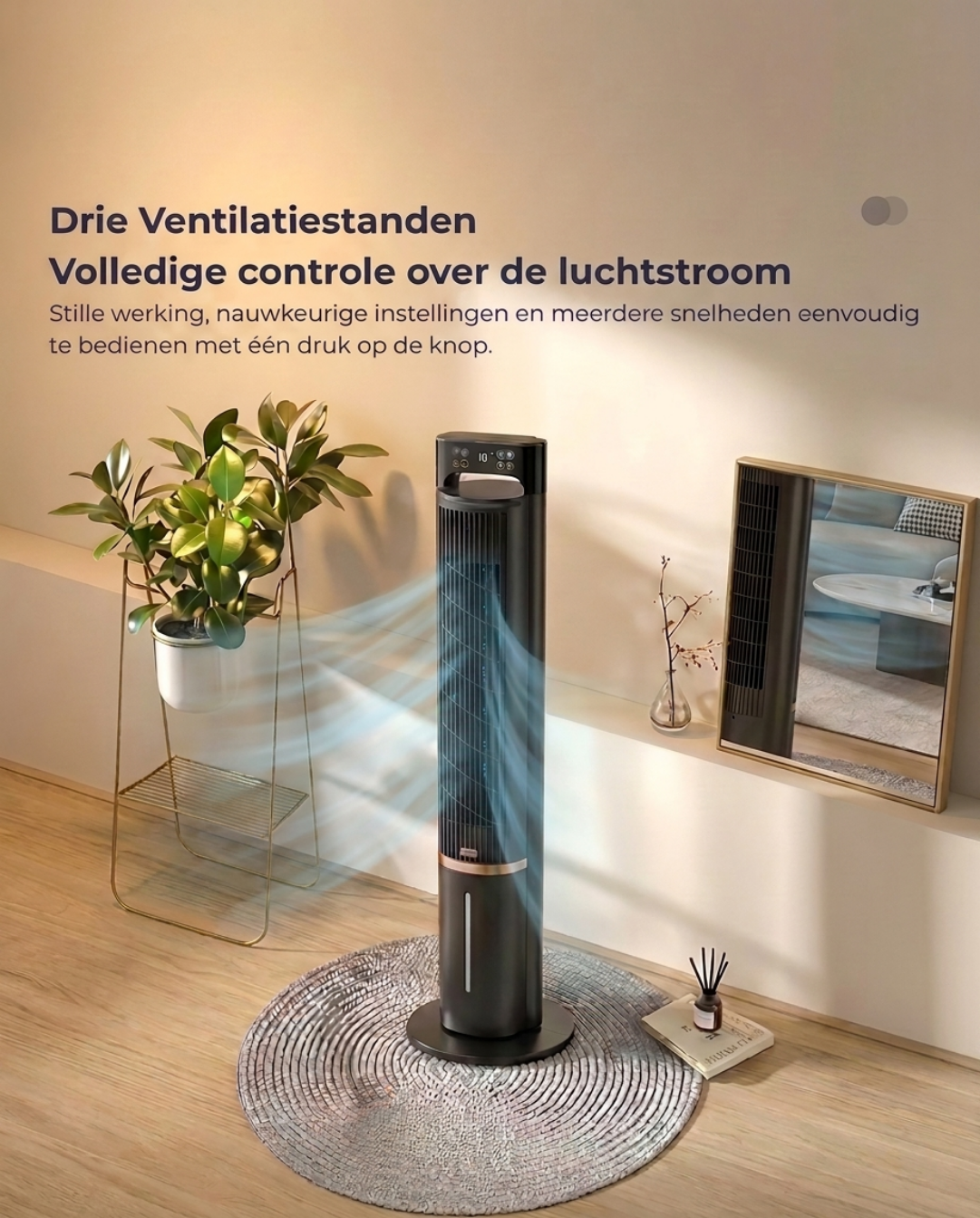 Draagbare Airco Ventilator met Afstandsbediening en Timer - Fluisterstil, 104cm | - Maison Roze