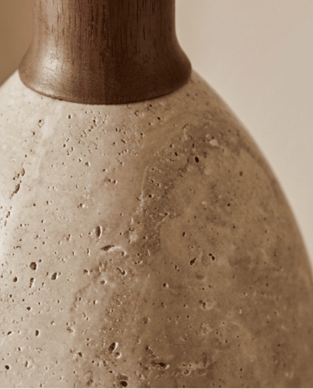 Cove Hanglamp Van Beige Travertin Met Massief Hout, ø 15cm | - Maison Roze