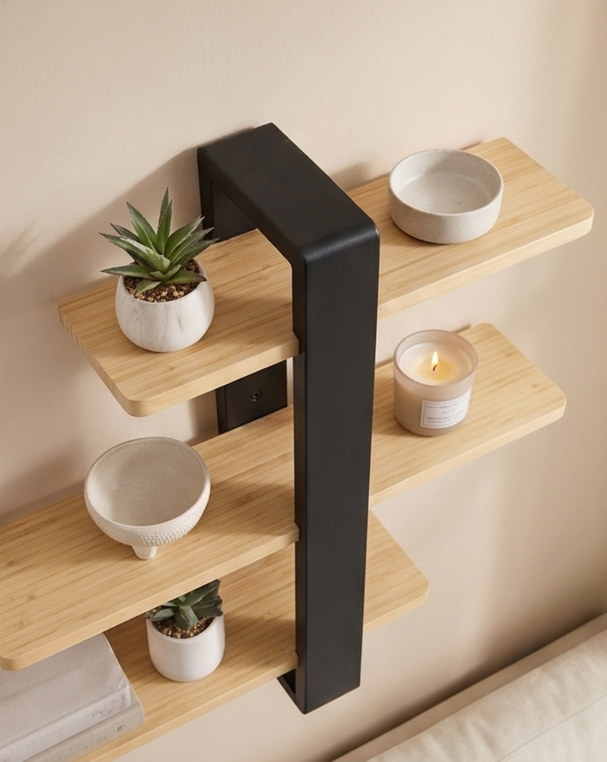 Wandplank Hout – Organisch Design | Bamboe Wandplank Minimalistisch | - Maison Roze