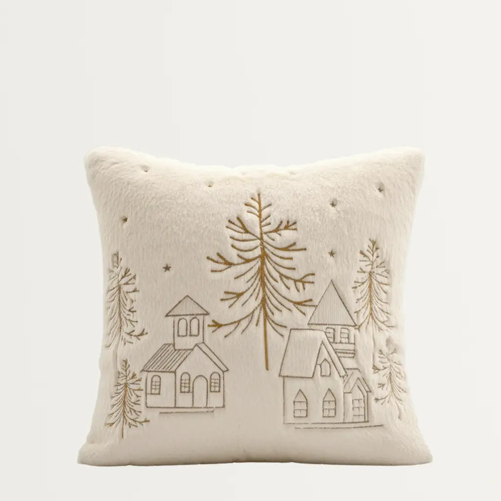 Witte Pluche Feestelijke Kussensloop