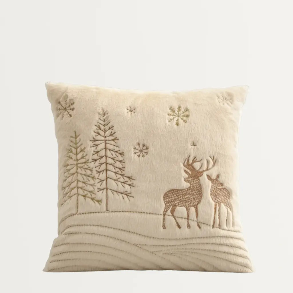 Witte Pluche Feestelijke Kussensloop