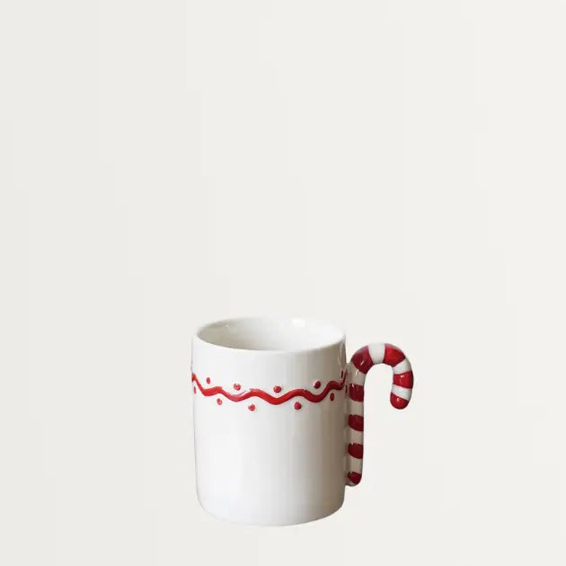 350ml Moderne Keramische Kerstmok – Festief Ontwerp Met Candy Cane Handvat
