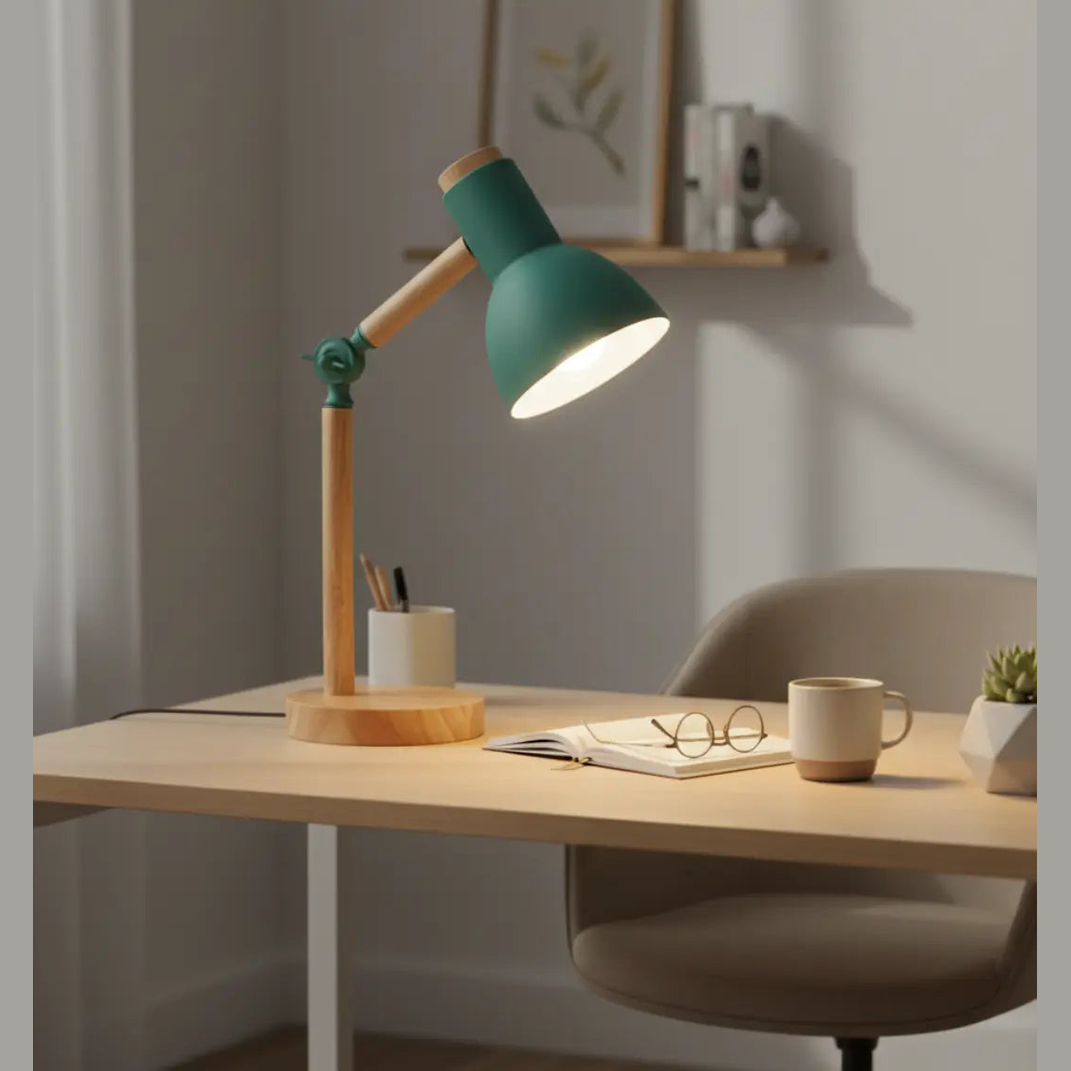 45cm Nordic Tafellamp – Scandinavisch Minimalistische Houten en Metalen Bureaulamp