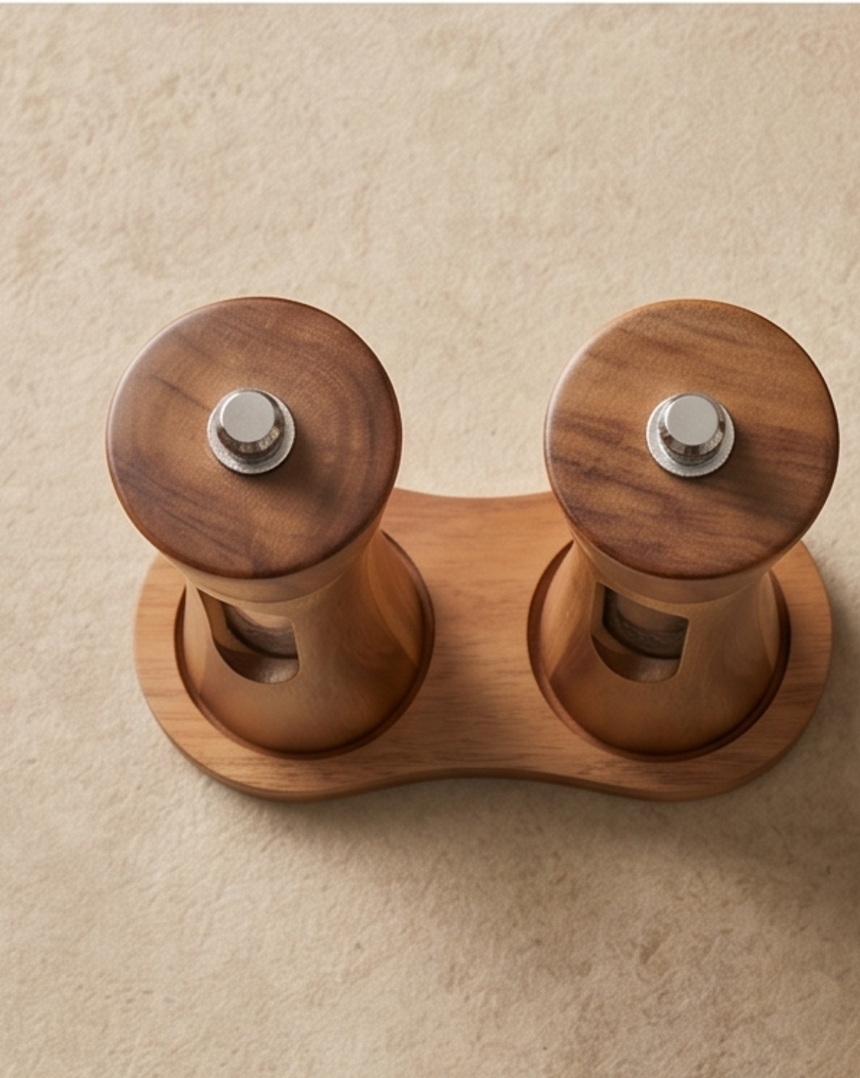 Acacia Houten Peper en Zout Molen Set - Handmatige Keuken Molens met Basis | - Maison Roze