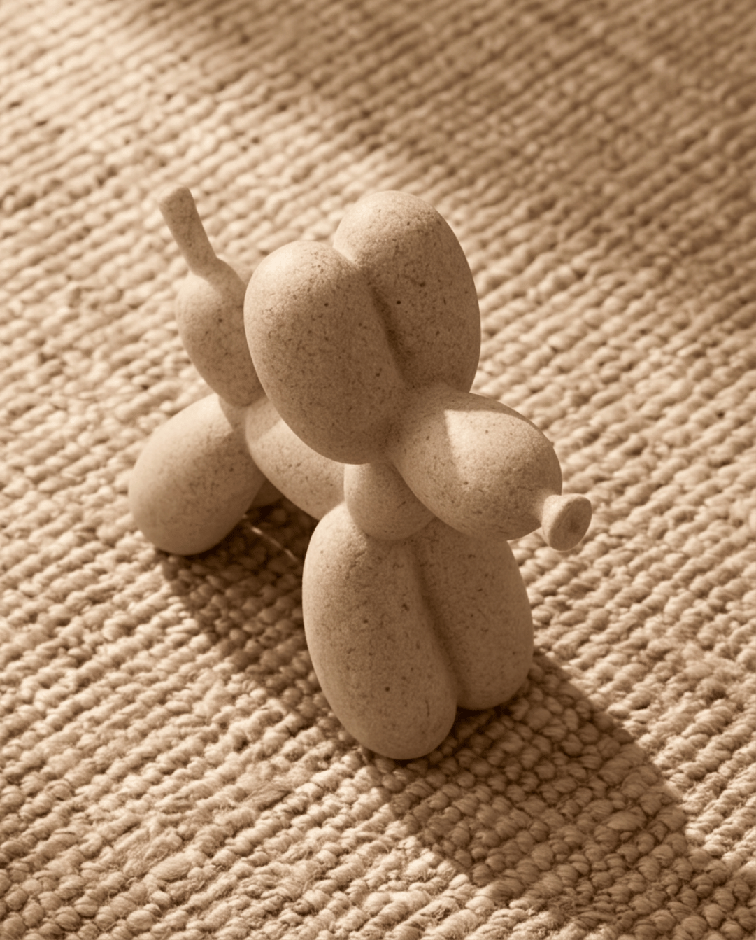 Ballon Hond Beeldje Beige | Moderne Decoratie van Steenlook, 10 cm | - Maison Roze