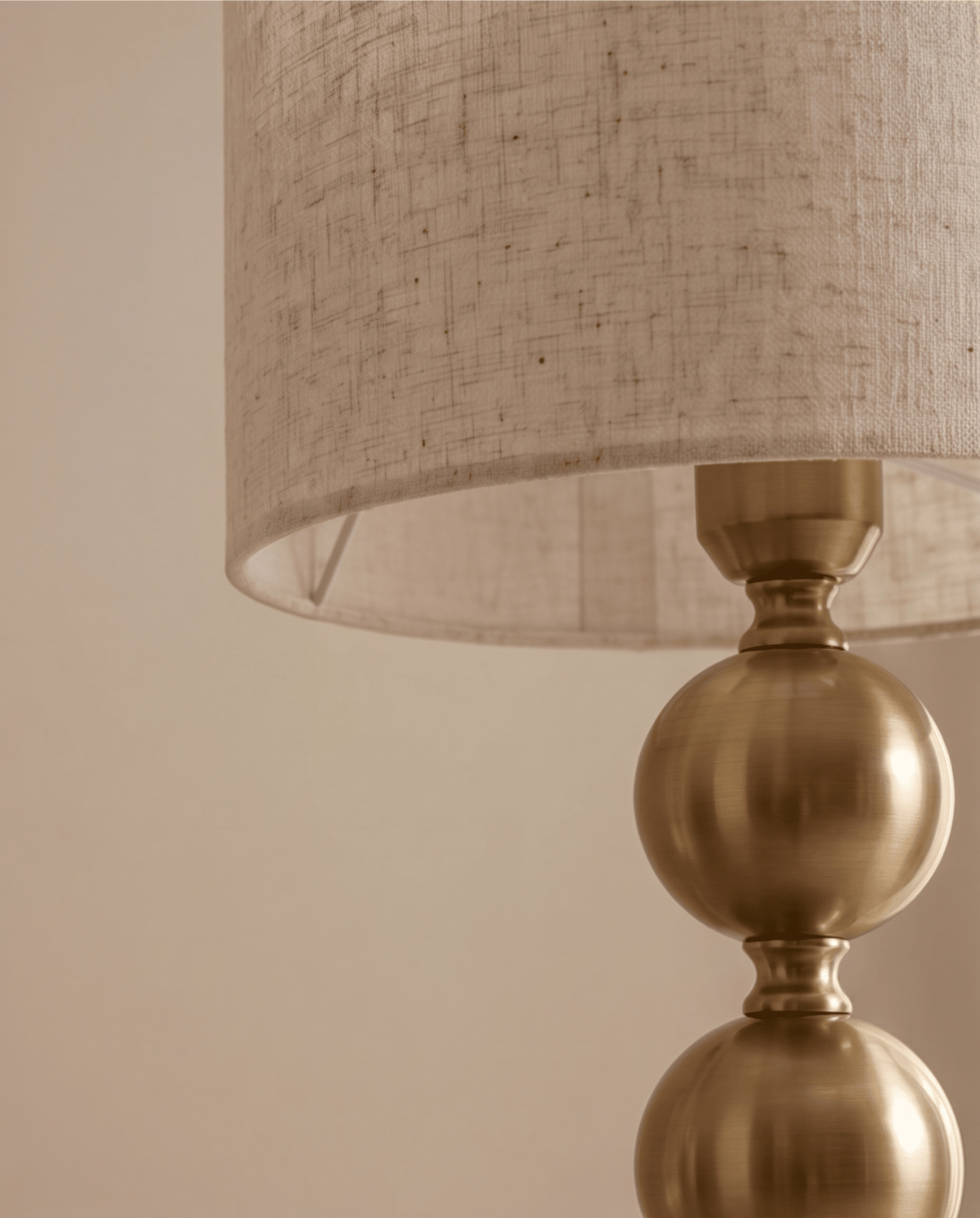 Orb Tafellamp Van Goud Metaal Met Linnen Kap, 45 cm | - Maison Roze