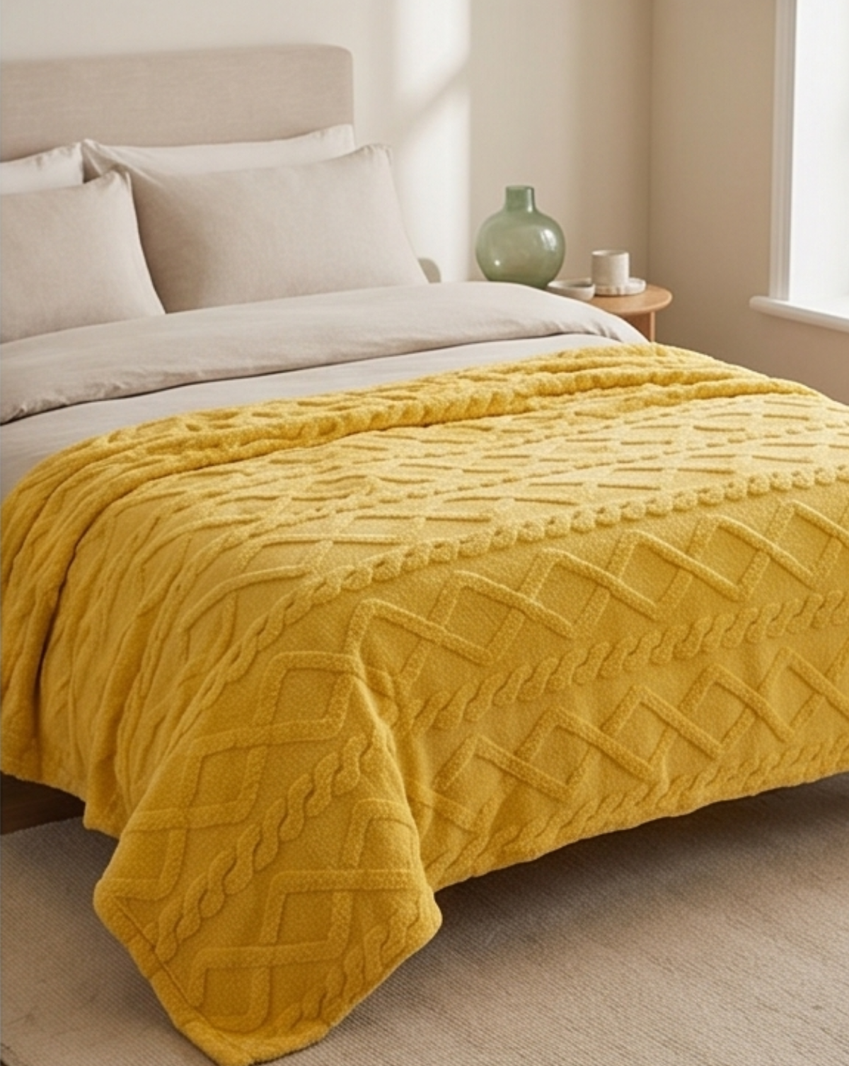 3D Jacquard deken met Geometrisch Patroon - Ultradun Microvezel, Lichtgewicht | - Maison Roze