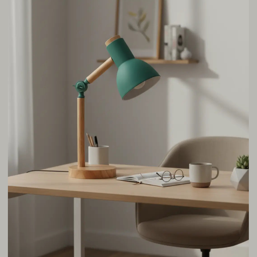 45cm Nordic Tafellamp – Scandinavisch Minimalistische Houten en Metalen Bureaulamp