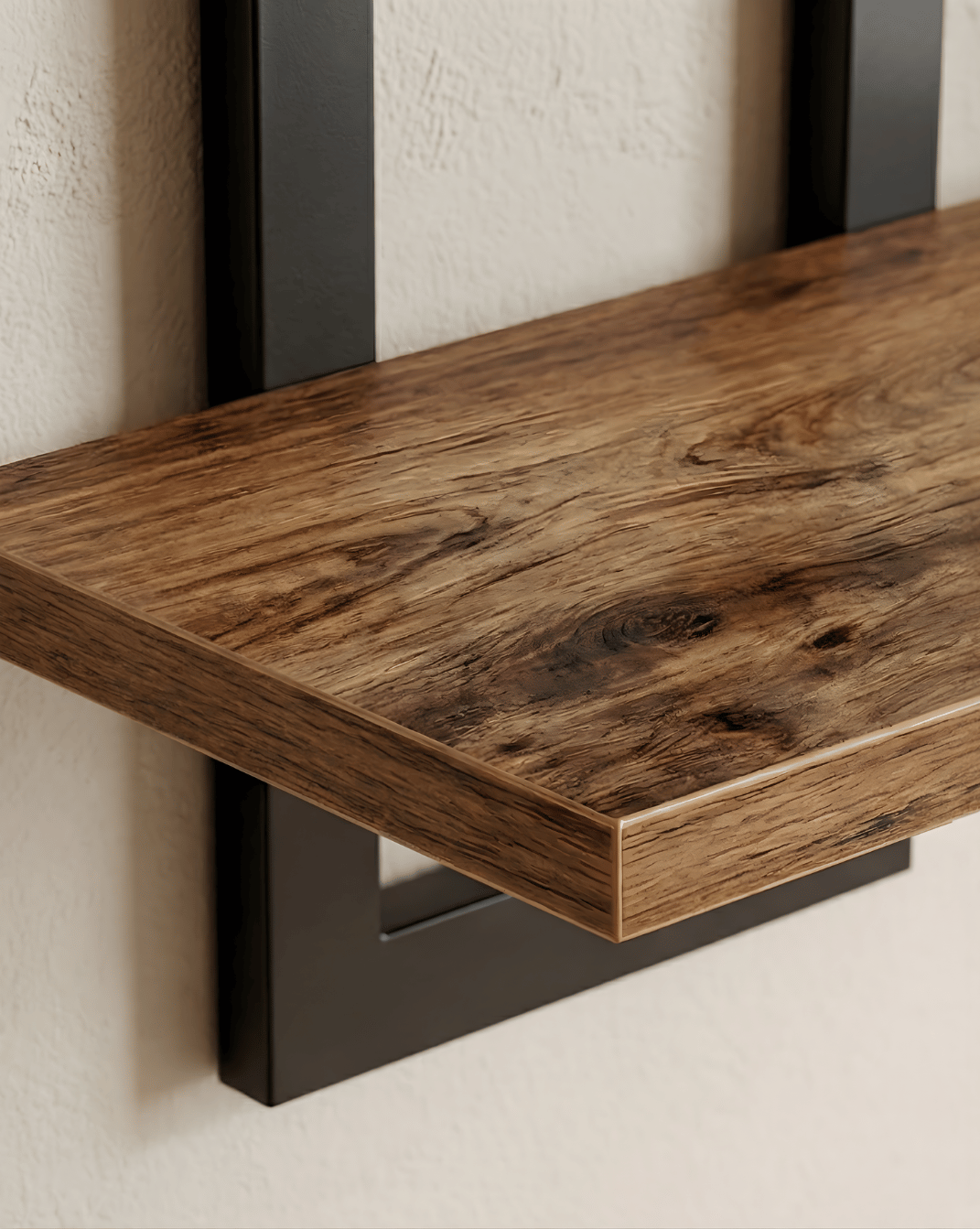Wandplank 2-Laags – Houten Wandplank met Metalen Beugels | - Maison Roze