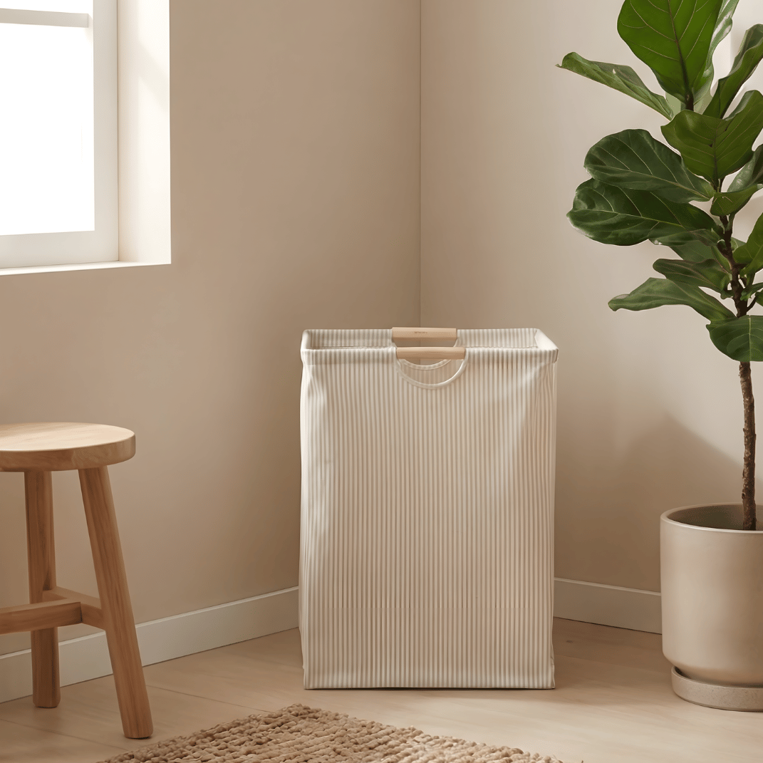 XL Wasmand Met Handvatten – Vrijstaande Stoffen Opbergtas Voor Badkamer en Slaapkamer Maison Roze