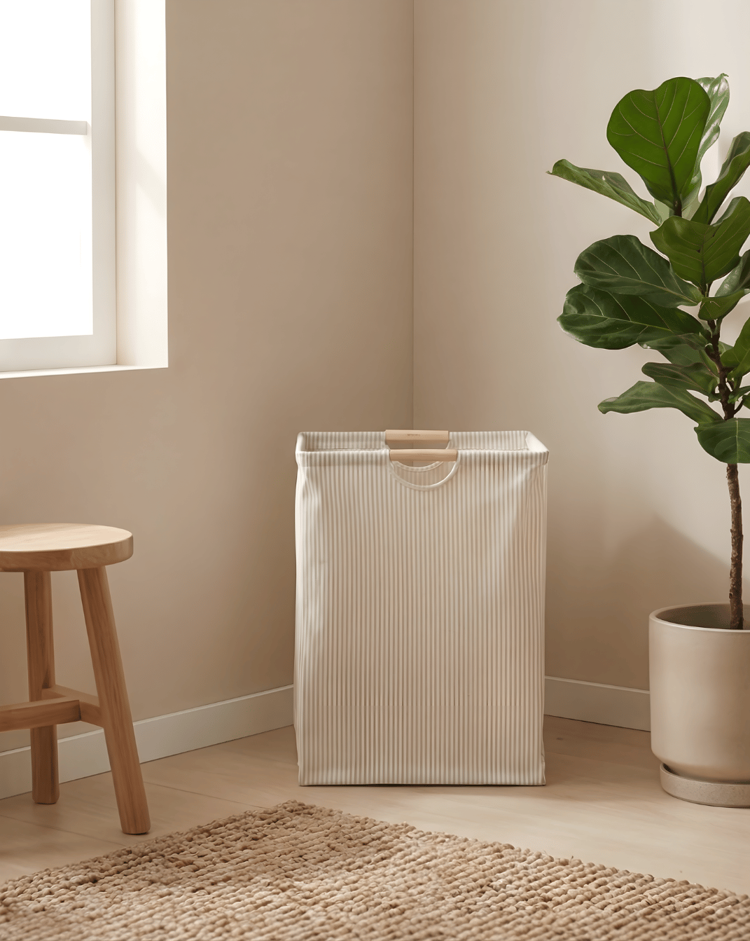 XL Wasmand Met Handvatten – Vrijstaande Stoffen Opbergtas Voor Badkamer en Slaapkamer | - Maison Roze