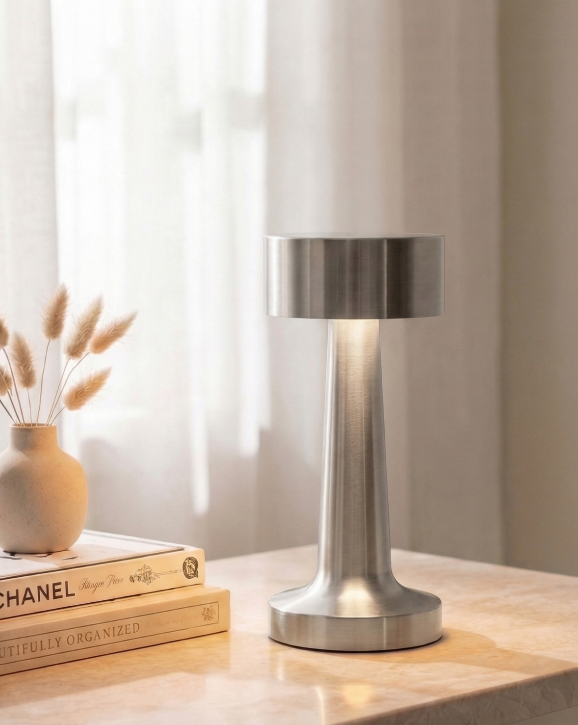 Moderne Draadloze Tafellamp – Oplaadbare LED – Metalen Afwerking | - Maison Roze