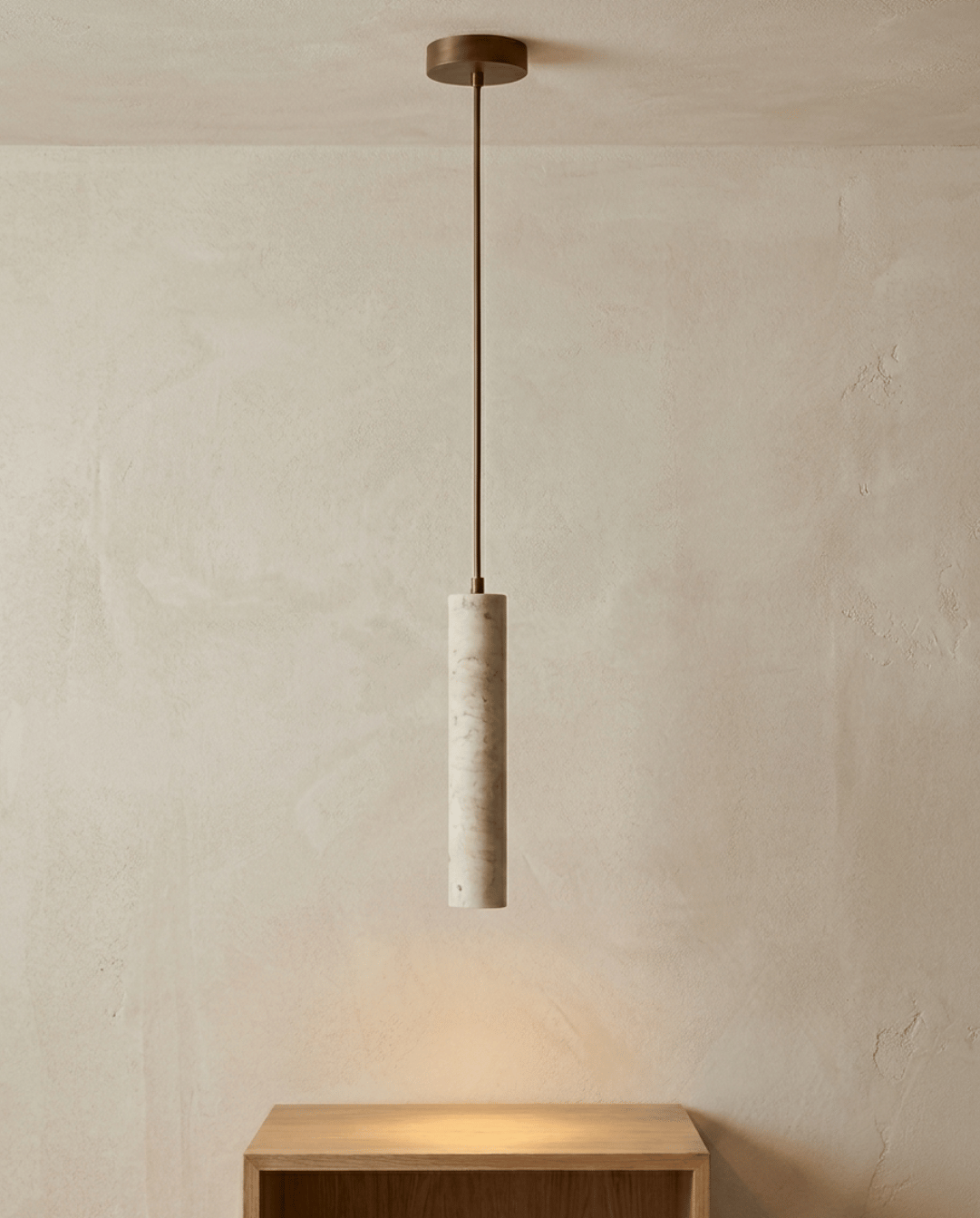 Cove Travertin Hanglamp | Wabi-Sabi Cilinder Design | 28cm - Maison Roze