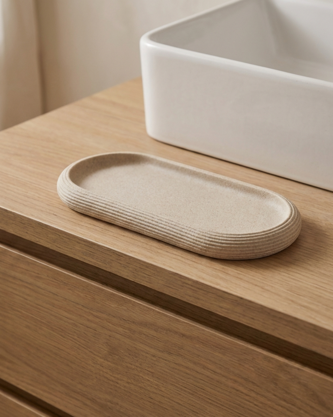 Maison Roze Ovale Badkamerschotel – Antislip Resin Organizer – Roestbestendig | Beige - Maison Roze