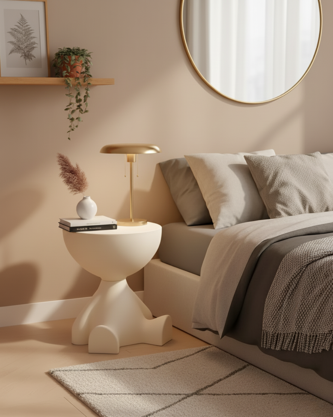 Cove Sculptural Kunststof Bijzettafel Met Opbergruimte, 45 Cm | - Maison Roze