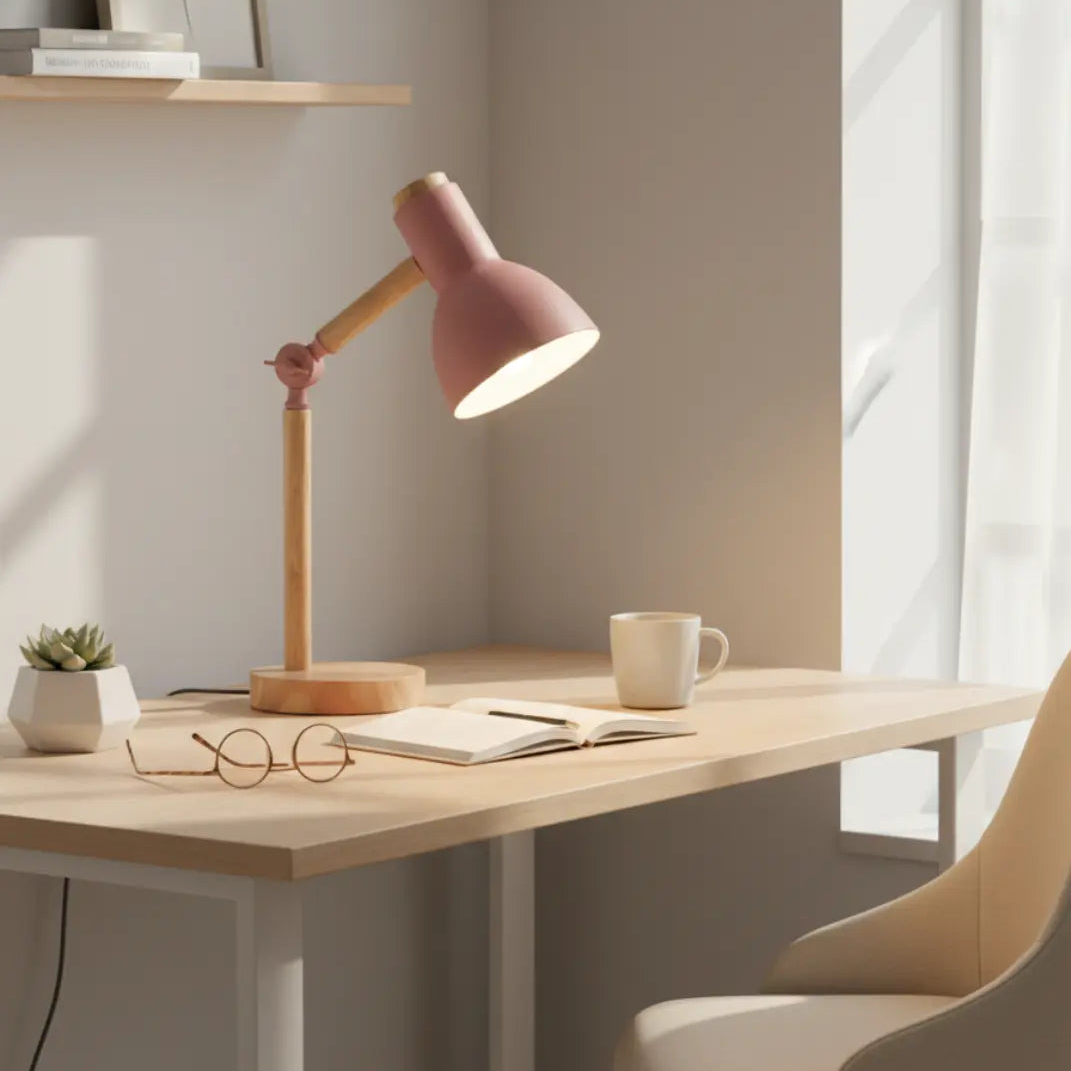 45cm Nordic Tafellamp – Scandinavisch Minimalistische Houten en Metalen Bureaulamp