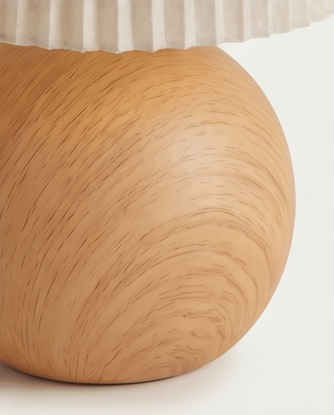Tafellamp van keramiek met hout design en stoffen kap - rond, 28,5cm | - Maison Roze