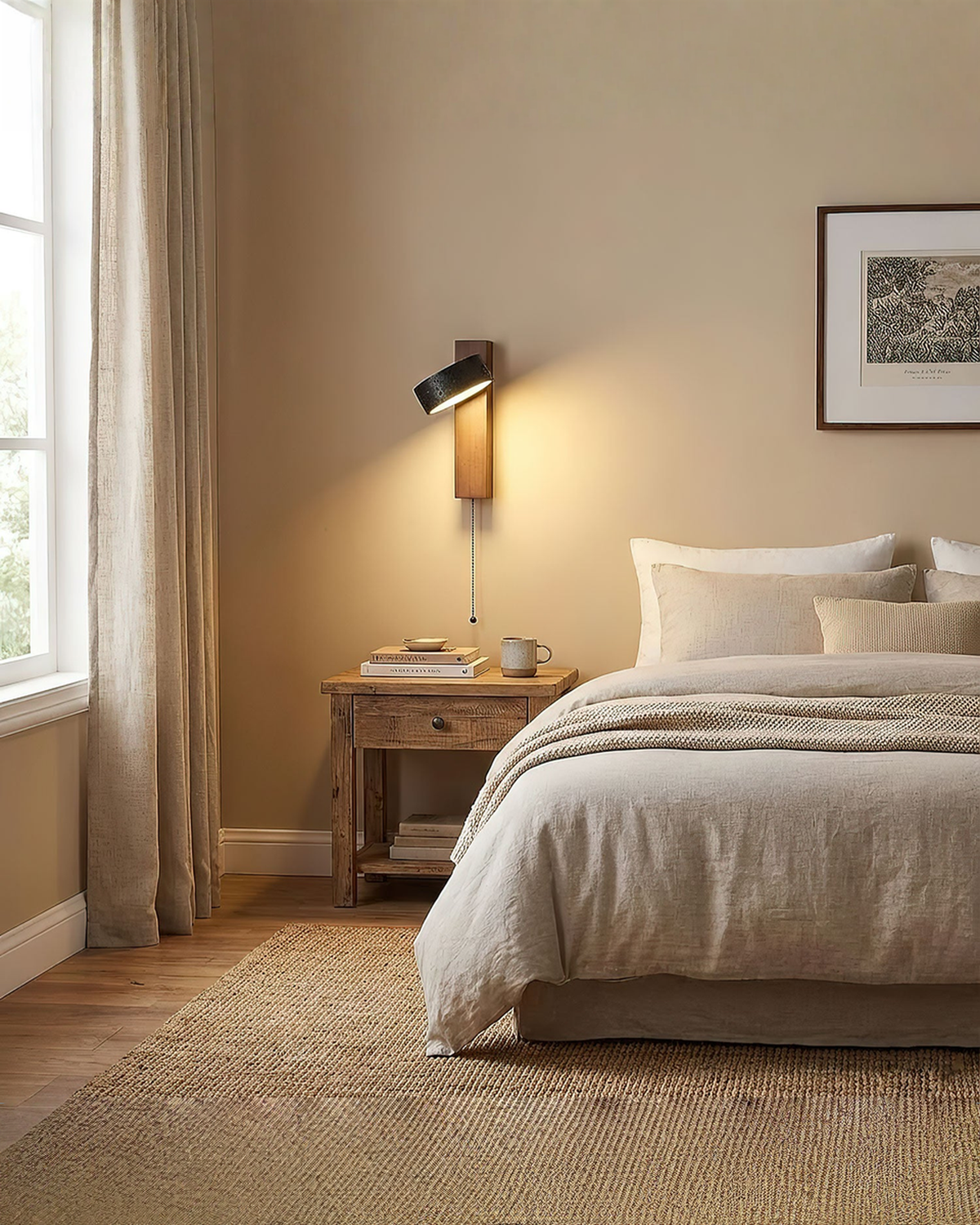 Ronde zwarte travertin wandlamp - 180° draaibaar | - Maison Roze