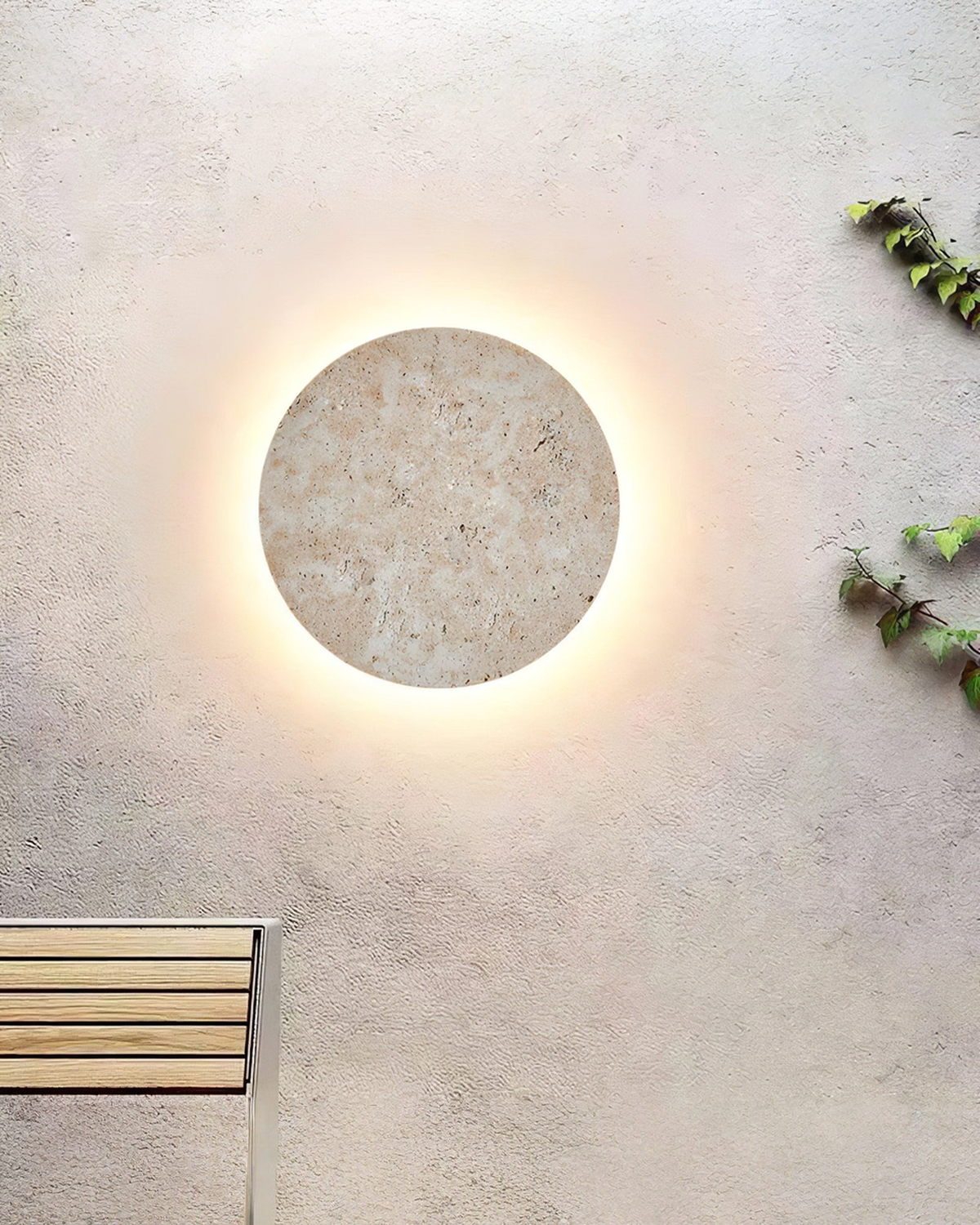 Circle - Ronde travertin wandlamp met indirect licht | - Maison Roze