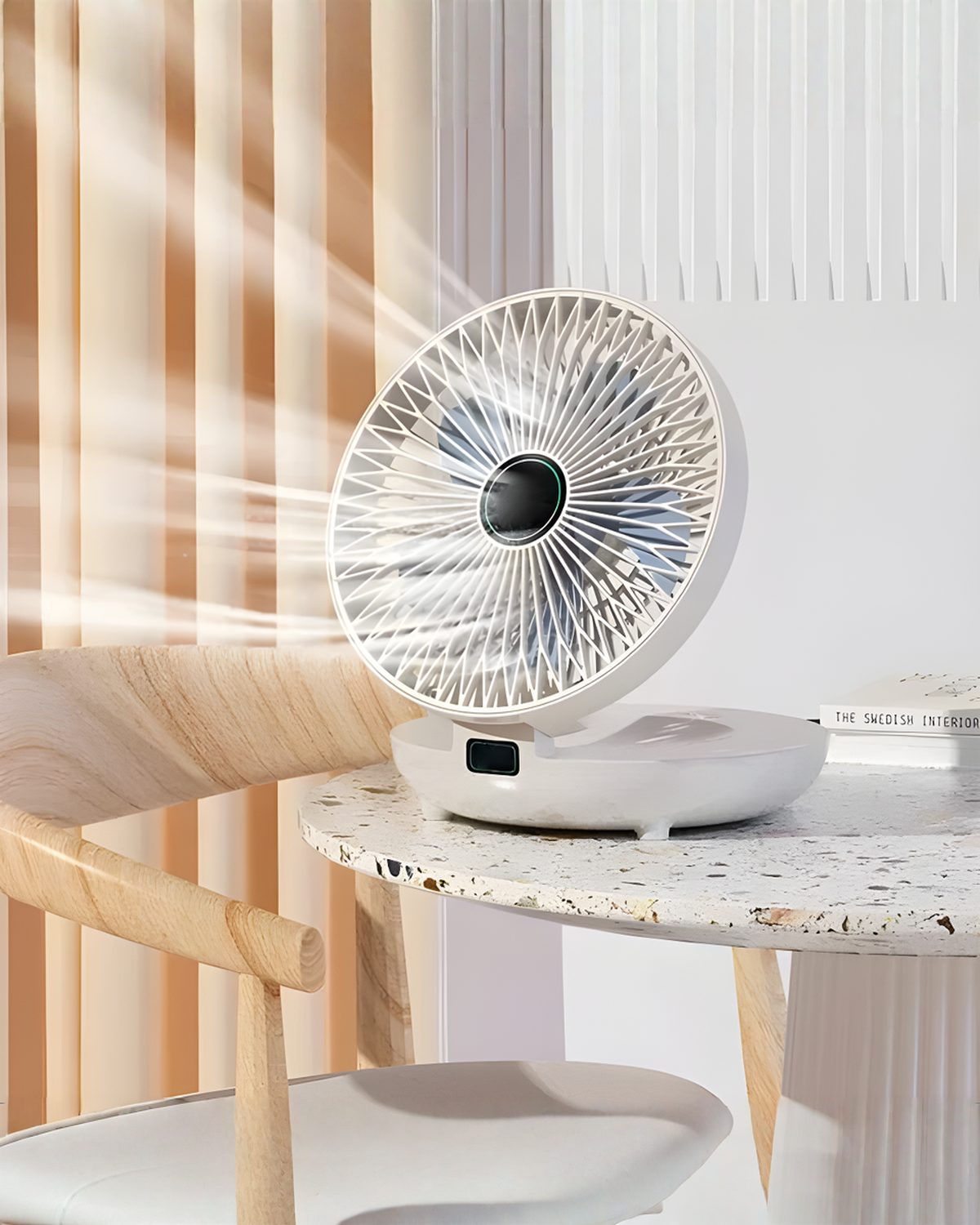 Opvouwbare ventilator - wandmontage en fluisterstil - Kunststof, 22 cm | - Maison Roze