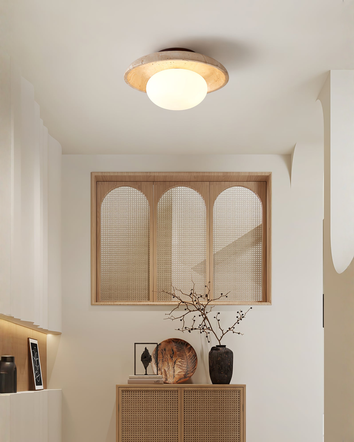Lunaro - Ronde travertin wand- en plafondlamp | - Maison Roze