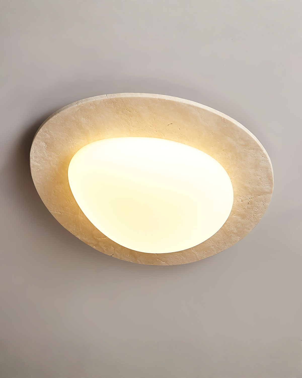 Ovale travertin plafondlamp - 32 x 29 cm | - Maison Roze