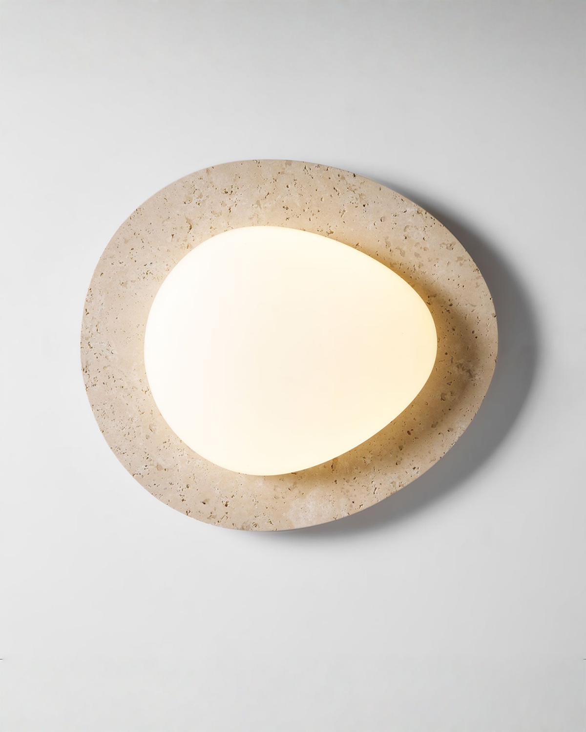 Ovale travertin plafondlamp - 32 x 29 cm | - Maison Roze