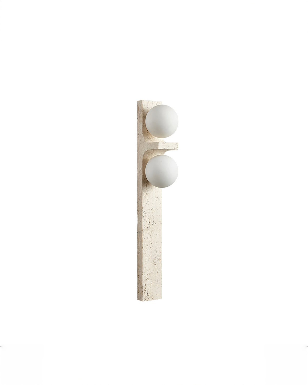 Travertin wandlamp met 2 glazen bollen - 50 cm | - Maison Roze
