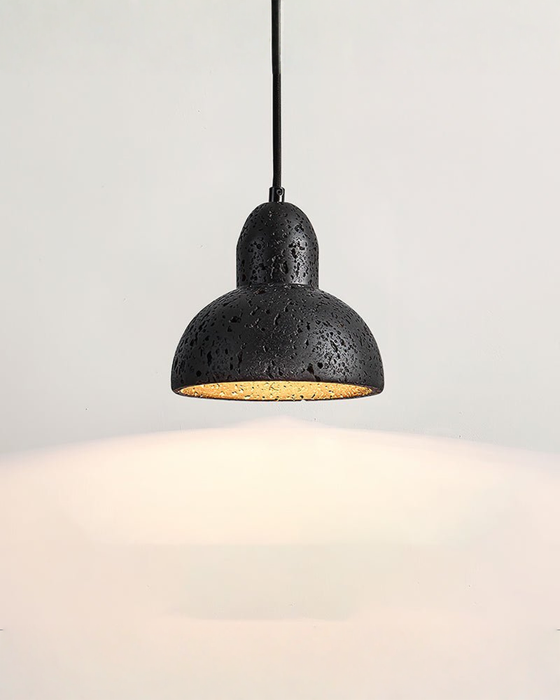 Terra Halo - Ronde travertin hanglamp | Zwart - Maison Roze