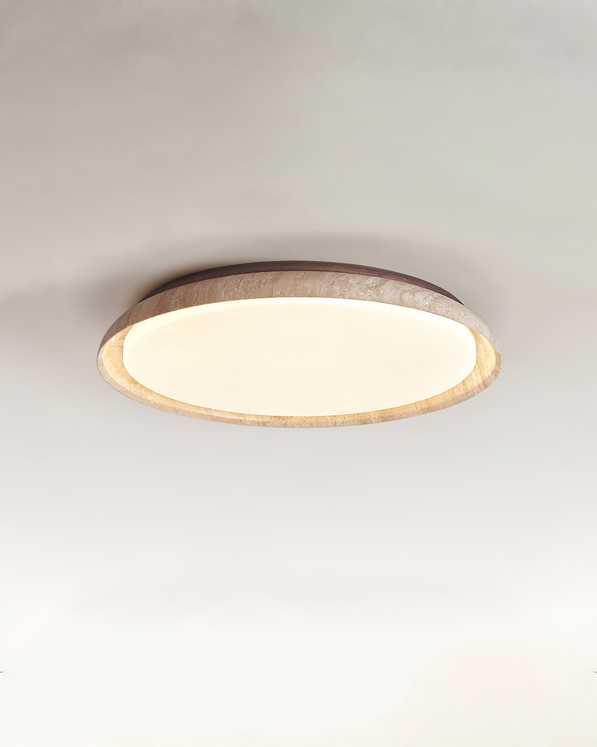 Ronde travertin plafondlamp met hout - Ø 32 of 43 cm | - Maison Roze