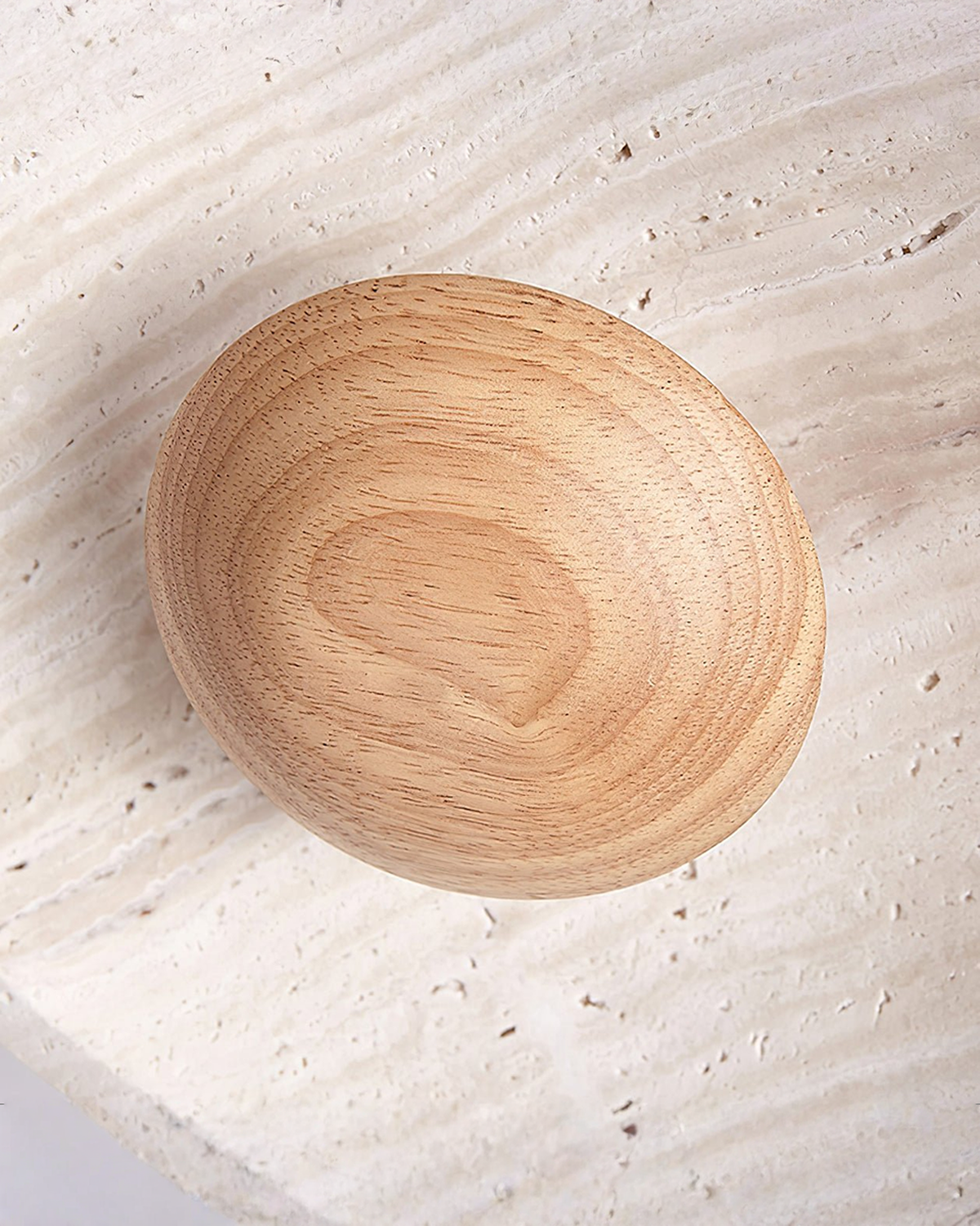 Ronde hanglamp van hout en travertin - Ø 25 cm | - Maison Roze