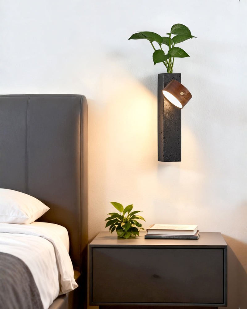 Verde - Oplaadbare zwarte travertin wandlamp | - Maison Roze