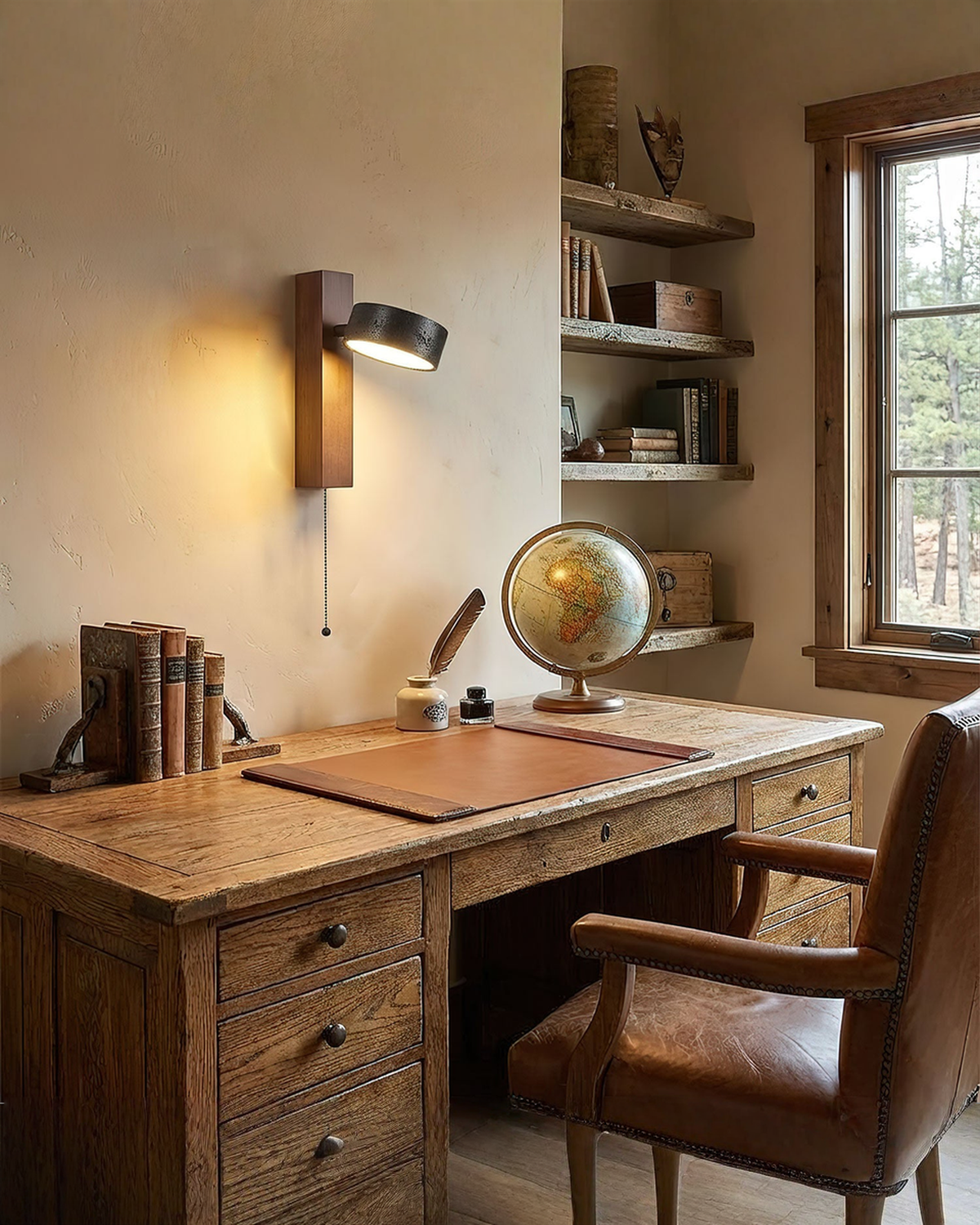 Ronde zwarte travertin wandlamp - 180° draaibaar | - Maison Roze