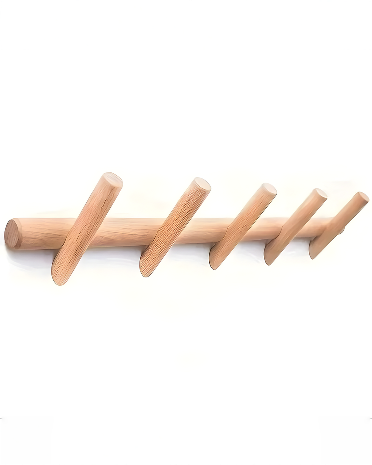 Wandkapstok van massief eiken met houten haken - 50 cm | - Maison Roze