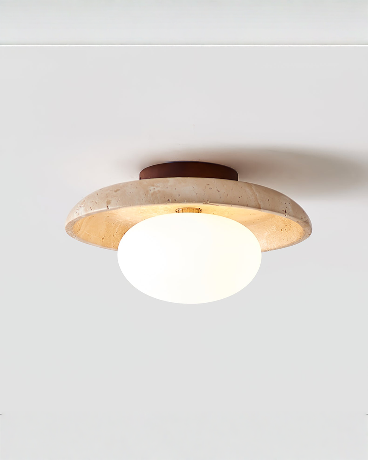 Lunaro - Ronde travertin wand- en plafondlamp | - Maison Roze