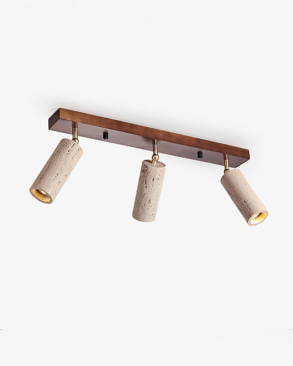 Nimbus - Travertin plafondspots met hout | 3-lichts – Ø 60 cm Walnoot - Maison Roze