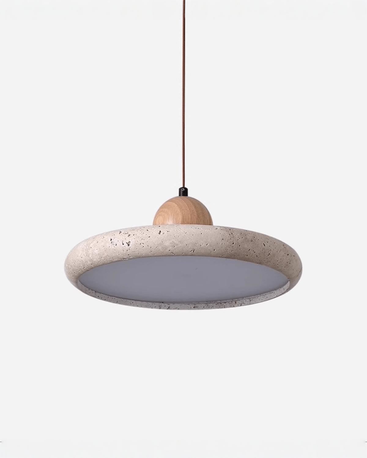Ronde travertin hanglamp met hout - Ø 30 cm | - Maison Roze